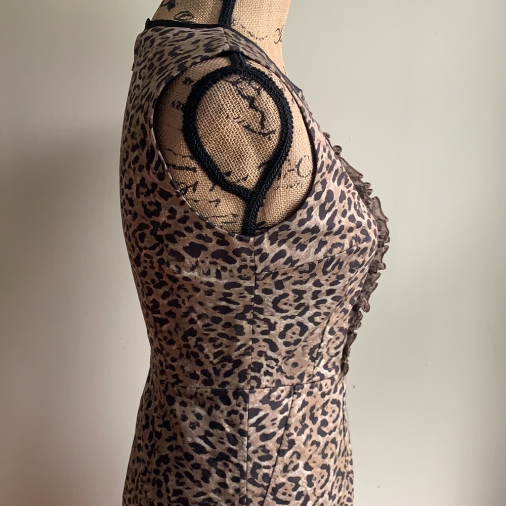 Elie Tahari leapord print sheath dress ruffle 2 - Picture 5 of 11